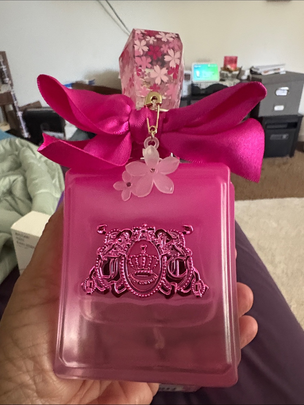 Pink Floral Ribbon Perfume Bottle